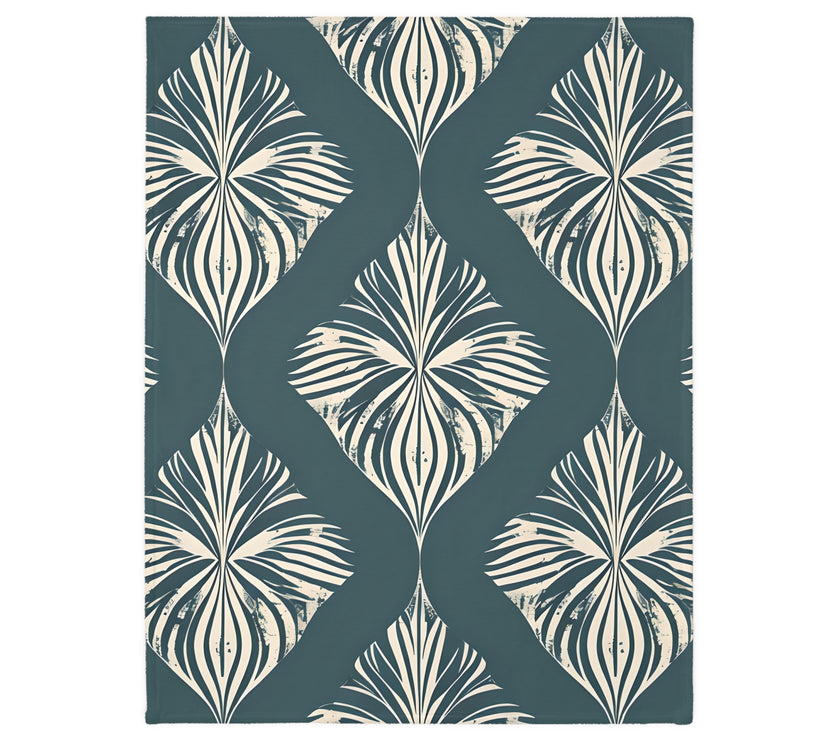 Green and White Pattern Velveteen Microfiber Blanket (Two-sided print)