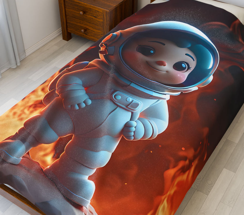 Kids Spaceman Blanket, Cartoon Character Plush Throw, Children's Outer Space Bedding, Galaxy Theme Bedroom Decor, Gift for Boys and Girls,