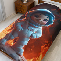 Kids Spaceman Blanket, Cartoon Character Plush Throw, Children's Outer Space Bedding, Galaxy Theme Bedroom Decor, Gift for Boys and Girls,