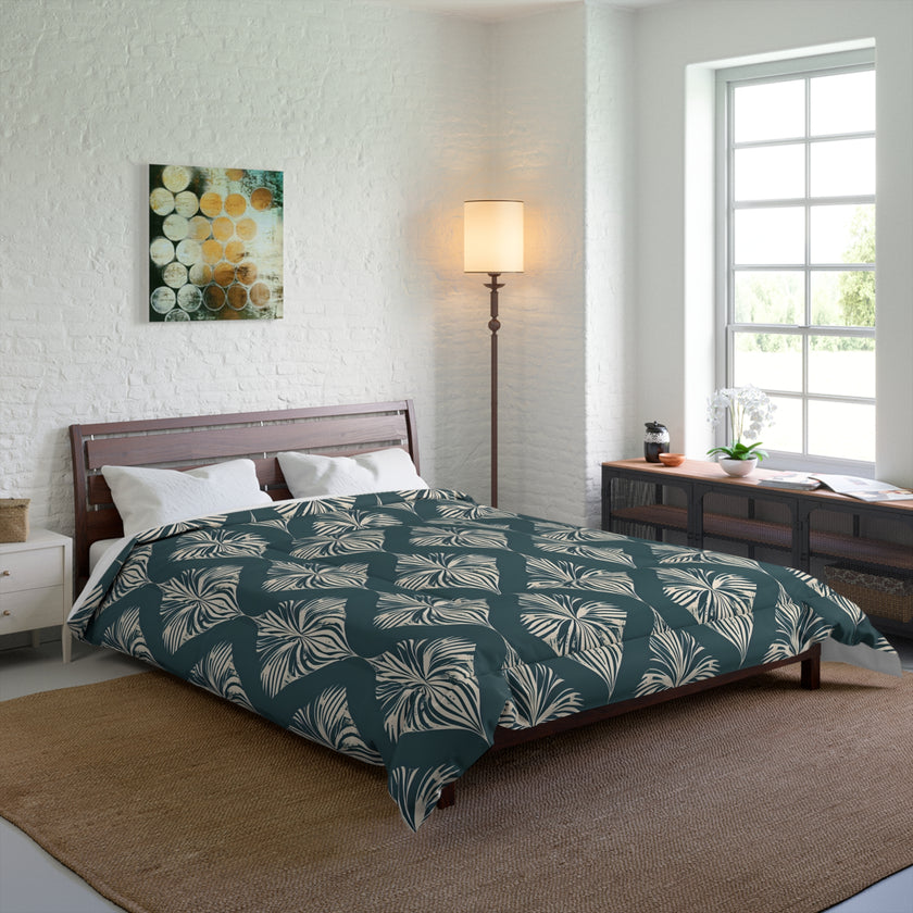 Tropical Leaf Comforter Set, Boho Bedding, Nature-Inspired Decor, Modern Bedroom Essentials, Gift for Nature Lovers, Tropical Vibe Home