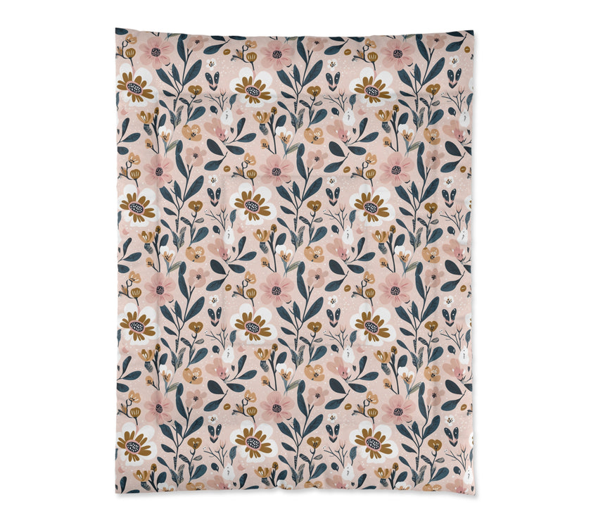 Floral Pattern Comforter, Cozy Bedding, Boho Home Decor, Gift for Her, Spring Bedroom Makeover, Warm Soft Blanket