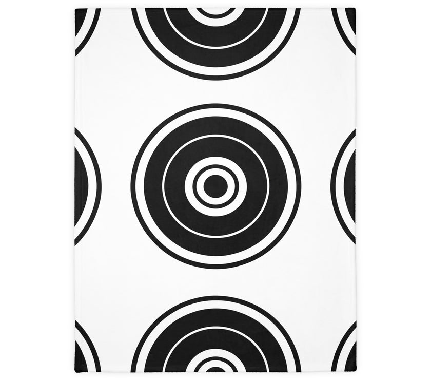Black and white Circle Pattern Velveteen Microfiber Blanket (Two-sided print)