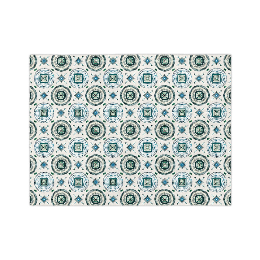 Blue and White Velveteen Microfiber Blanket