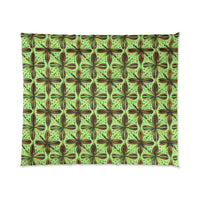 Vibrant Floral Comforter - Boho Bedding, Green Patterned Blanket, Cozy Home Decor, Gift for Nature Lovers, Spring Bedroom