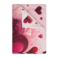 Pink Hearts Velveteen Microfiber Blanket (Two-sided print), Pink Girls Blanket, Daughter's Blanket, Pink throw, Daughter's birthday gift