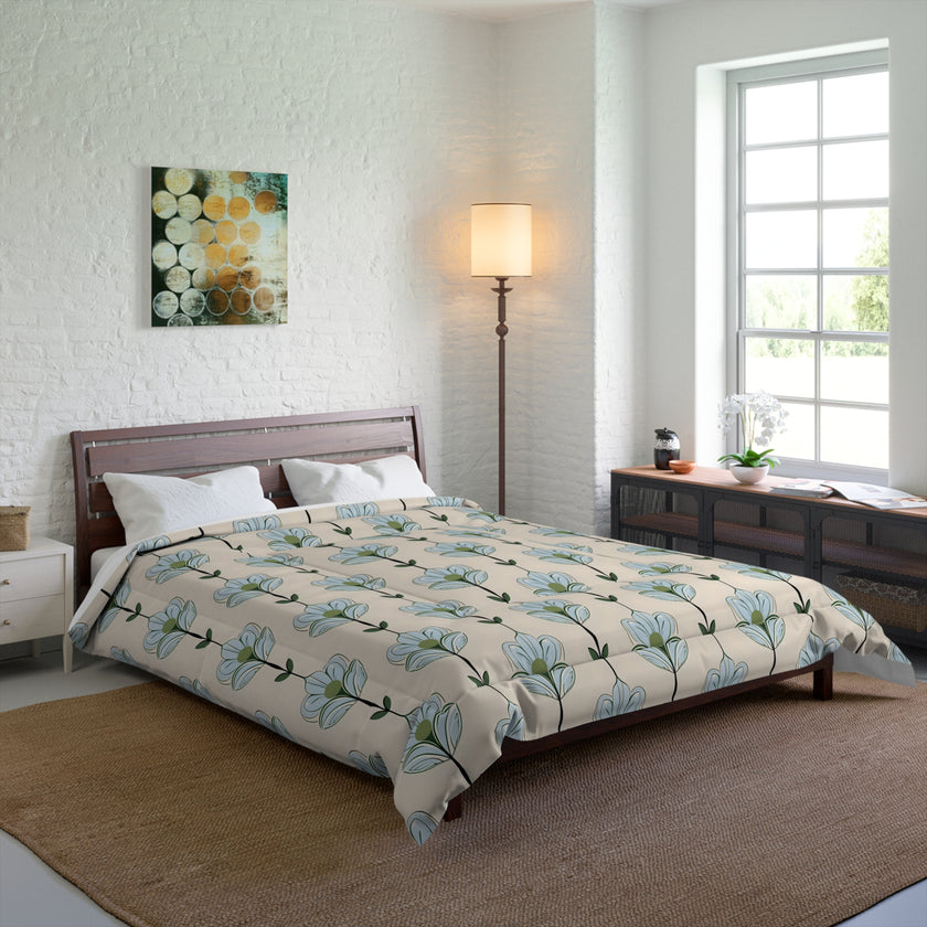 Floral Comforter Set - Cozy Home Bedding, Spring Decor, Boho Bedroom, Gift Idea for Her, Festive Sleep Essentials