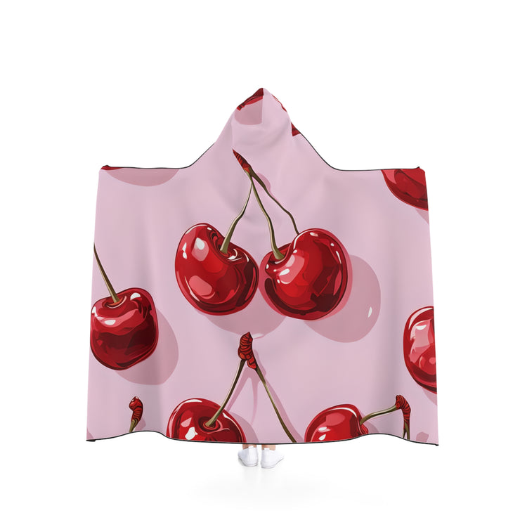Cherry Print Hooded Blanket - Cozy, Stylish, Perfect for Lounging and Gifting, Great for Summer Picnics, Birthdays, and More!