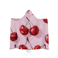 Cherry Print Hooded Blanket - Cozy, Stylish, Perfect for Lounging and Gifting, Great for Summer Picnics, Birthdays, and More!