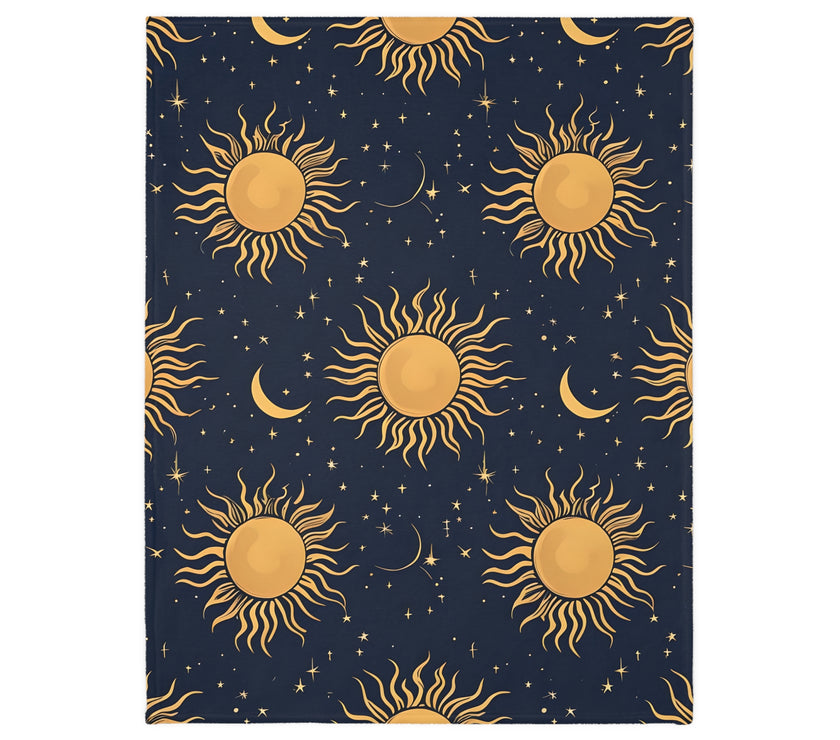 Sun Moon Stars Velveteen Microfiber Blanket (Two-sided print)