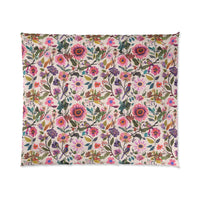 Floral Comforter for Cozy Bedrooms, Boho Home Decor, Floral Bedding, Bedspread, Gift for Her, Spring Bedroom Makeover