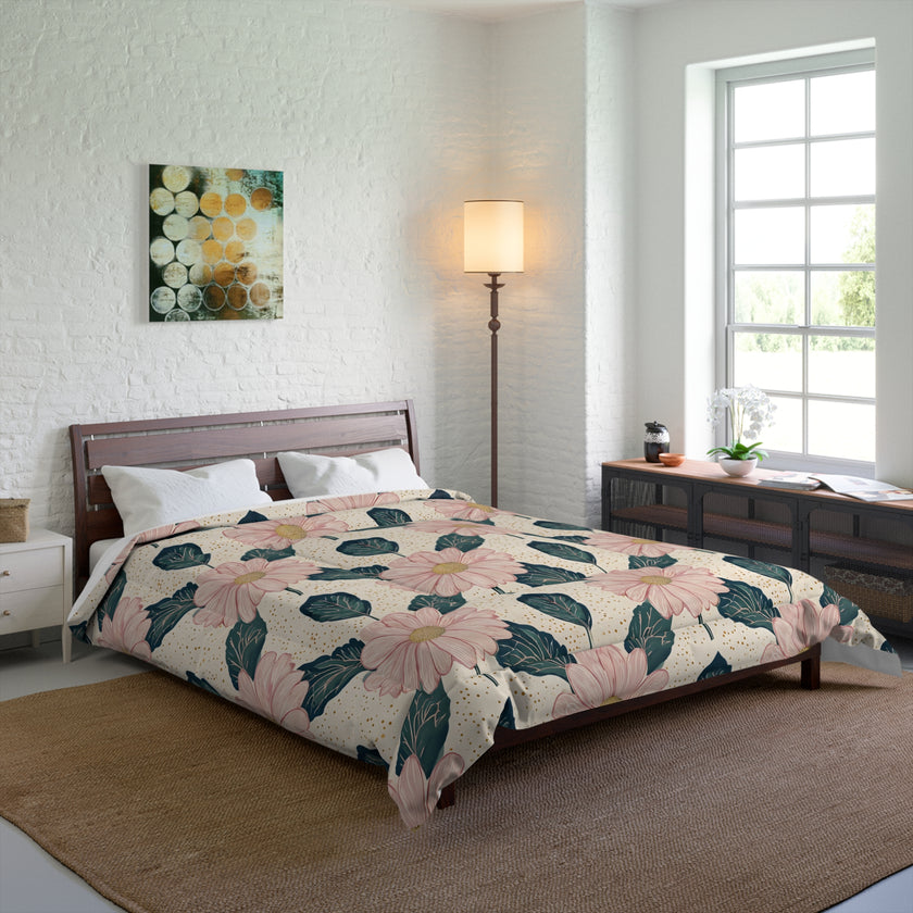 Botanical Floral Comforter - Cozy Bedding for a Relaxing Bedroom Retreat, Perfect for Spring Decor, Housewarming Gift, Boho Style, Floral