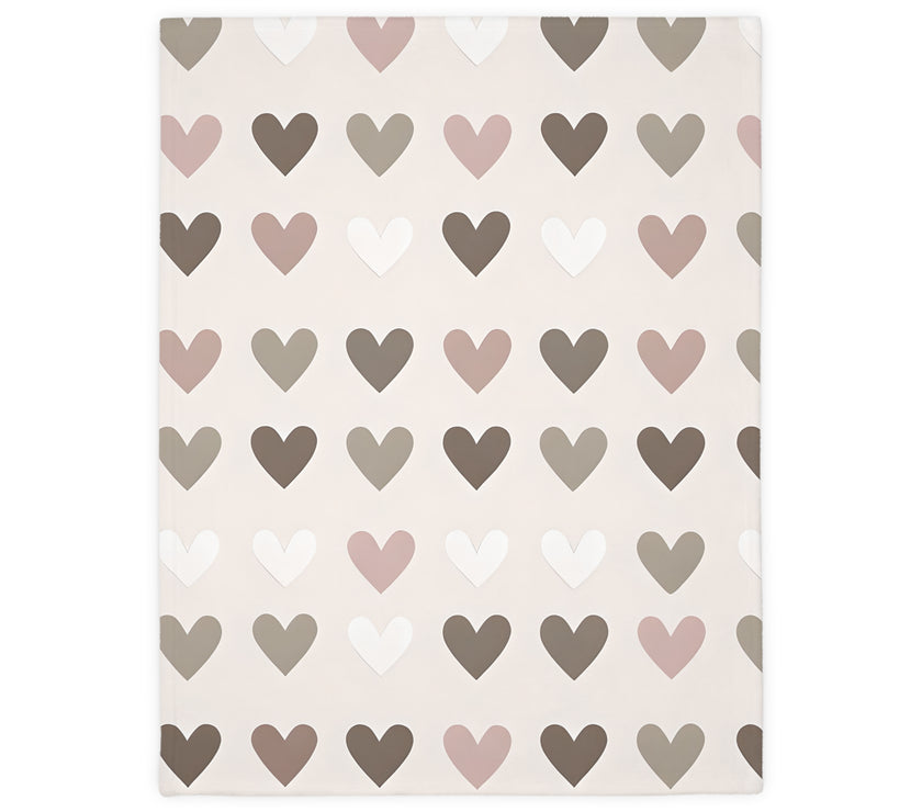 Pink Hearts Velveteen Microfiber Blanket (Two-sided print)