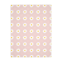 Velveteen Microfiber Blanket, White Daises on Pink Floral Throw, Soft Fleece Bedding, Cozy Couch Decoration, Home Decor Gift, Lightweight