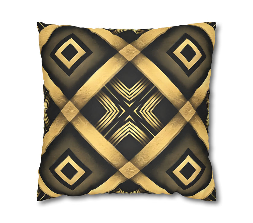 Gold & Black Faux Suede Square Pillowcase
