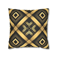 Gold & Black Faux Suede Square Pillowcase