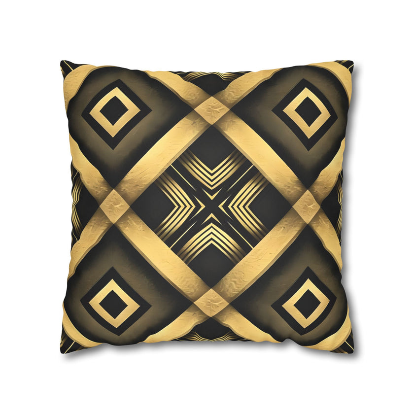 Gold & Black Faux Suede Square Pillowcase
