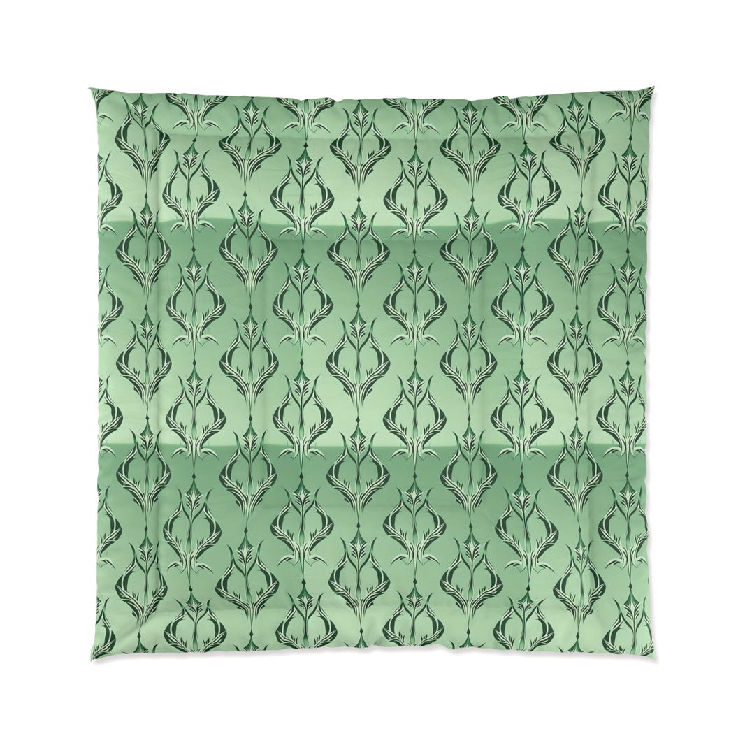 Elegant Floral Green Comforter, Cozy Bedding for Home Decor, Romantic Bedroom Set, Stylish Bed Cover, Gift for Housewarming