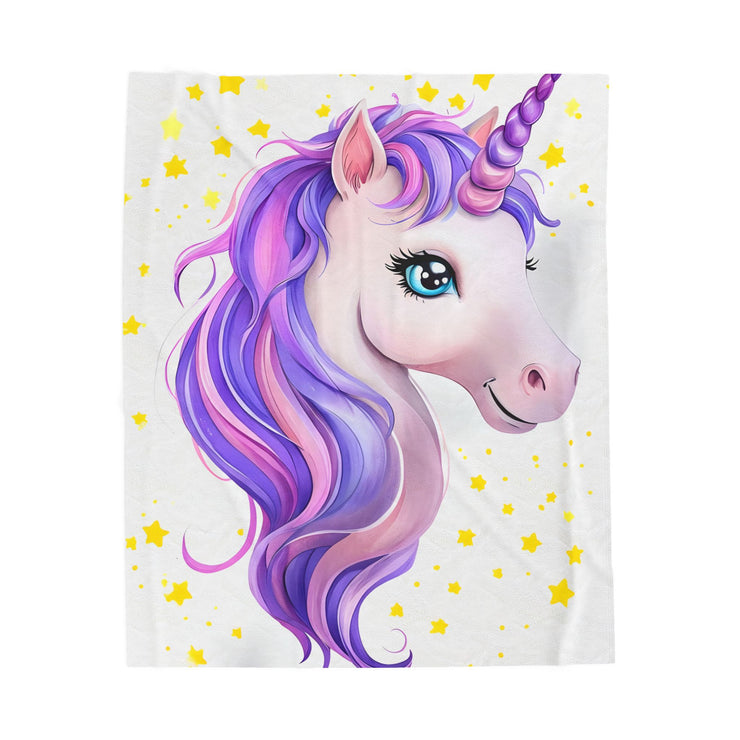 Purple Unicorn Velveteen Plush Blanket