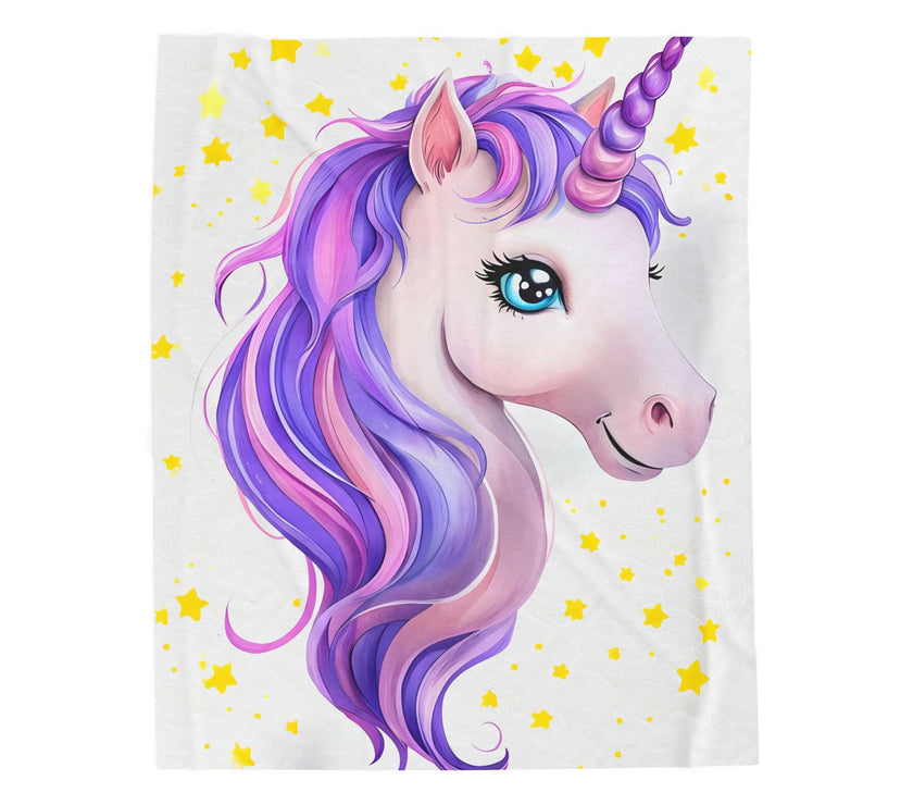 Purple Unicorn Velveteen Plush Blanket