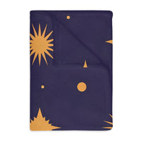 Velveteen Blanket, Geometric Gold Star Two-Sided Print, Cozy Throw, Luxurious Bedding, Soft Couch Cover, Home Decor Accent