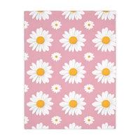 Pink White Daisey Velveteen Microfiber Blanket (Two-sided print)