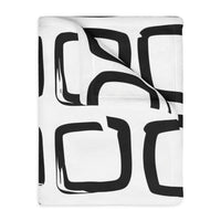 Black and White Square Velveteen Microfiber Blanket (Two-sided print)