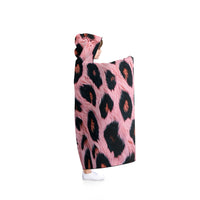 Cozy Pink Leopard Hooded Blanket, Plush Throw, Animal Print Snuggle Blanket, Gift for Her, Home Decor, Fall/Winter Essentials