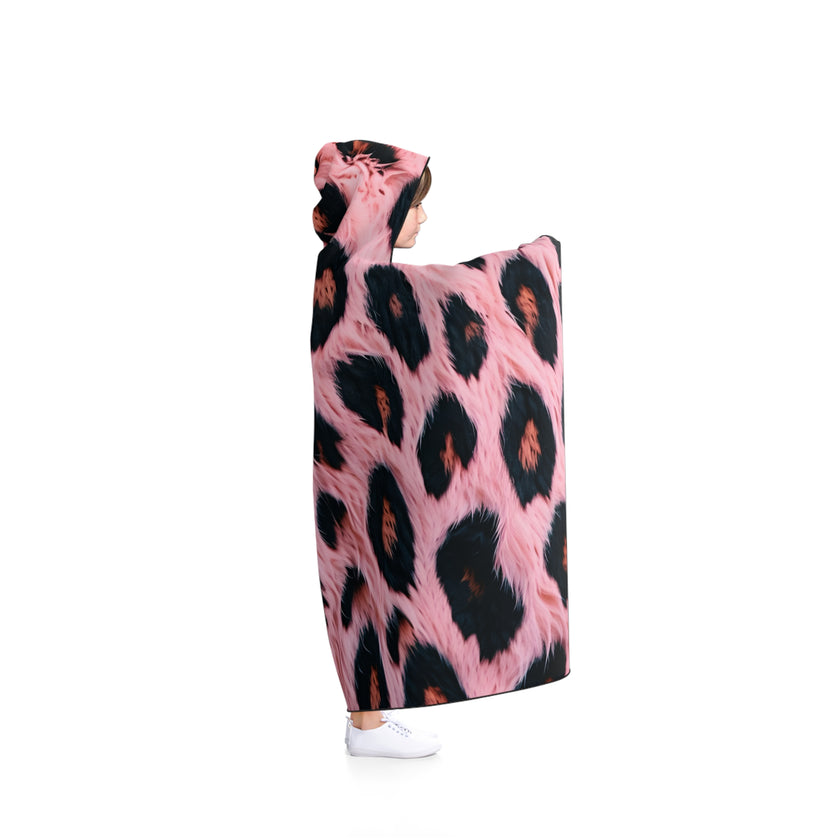 Cozy Pink Leopard Hooded Blanket, Plush Throw, Animal Print Snuggle Blanket, Gift for Her, Home Decor, Fall/Winter Essentials