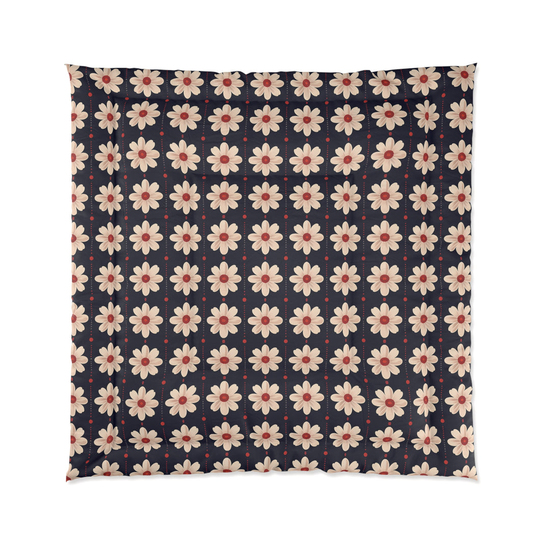 Retro Floral Comforter, Cozy Bedspread, Bohemian Bedding, Spring Decor, Flower Power Duvet, Home Sweet Home Quilt
