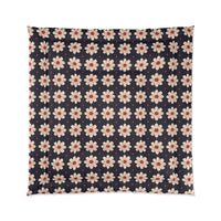 Retro Floral Comforter, Cozy Bedspread, Bohemian Bedding, Spring Decor, Flower Power Duvet, Home Sweet Home Quilt