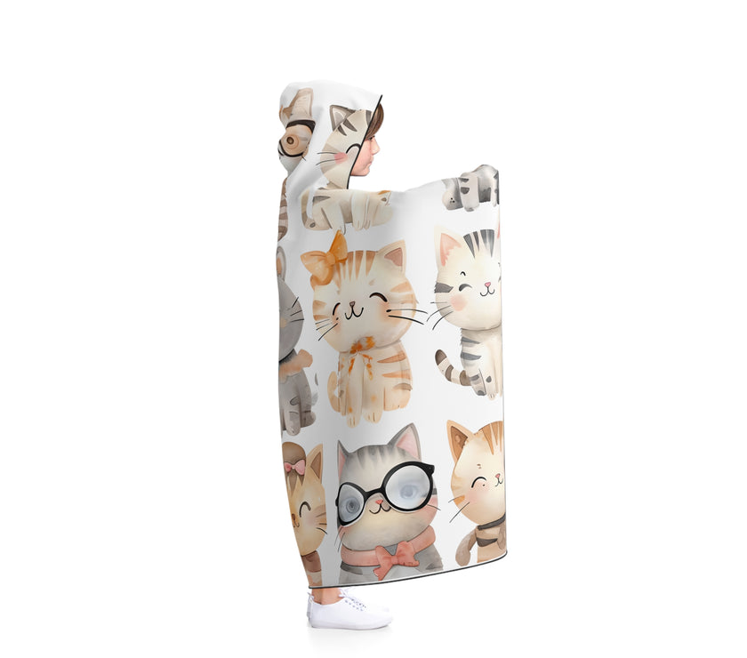 Cute Cat Hooded Blanket, Cozy Cat Wrap for Cat Lovers, Perfect Gift for Kids & Adults, Great for Sleepovers or Relaxing