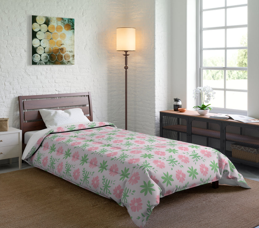 Floral Comforter, Cozy Floral Bedding, Springtime Bedspread, Flower Pattern Comforter Set, Boho Home Decor, Dorm Room Essentials