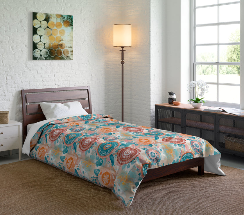 Floral Comforter, Cozy Bedroom Decor, Boho Bedding, Gift for Her, Spring Home Decor, Flower Pattern Comforter