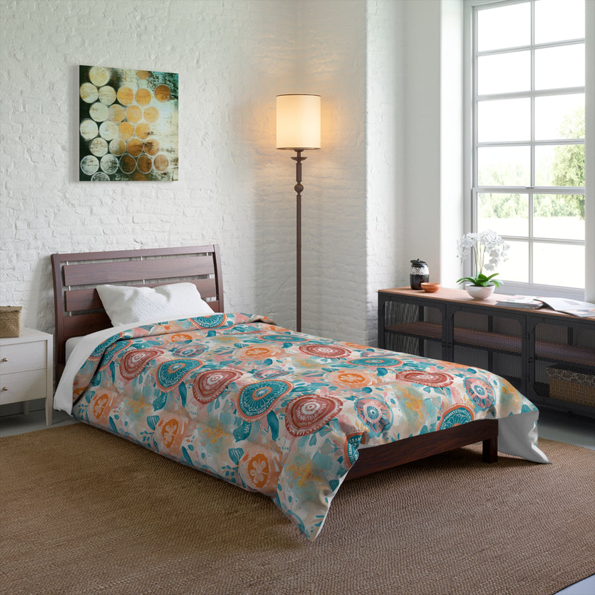 Floral Comforter, Cozy Bedroom Decor, Boho Bedding, Gift for Her, Spring Home Decor, Flower Pattern Comforter