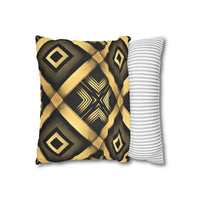 Gold & Black Faux Suede Square Pillowcase