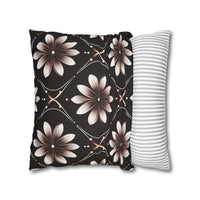Black Floral Faux Suede Square Pillowcase