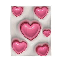 Velveteen Plush Blanket - Pink Heart Plush Blanket, Soft Throw Blanket, Heart Pattern Bedding, Cozy Fleece Blanket, Valentine's Day Gift