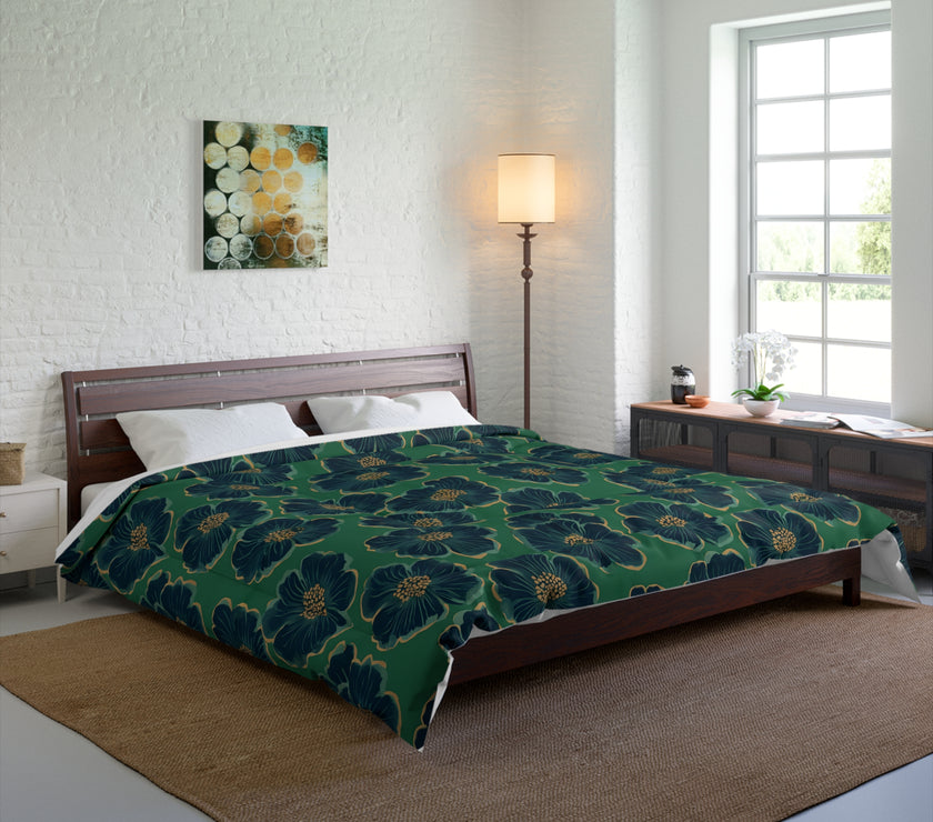 Botanical Floral Comforter - Cozy Bedding for Home Decor, Green Floral Bedspread, Spring Bedroom Essentials, Gift for Her, Unique