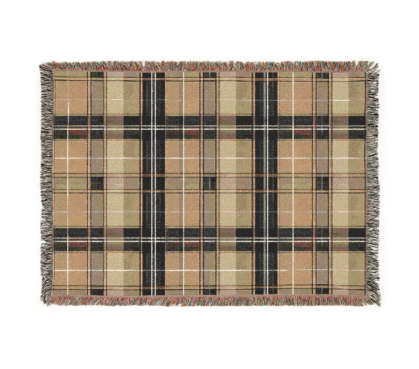 Brown Plaid Woven Blanket - Cozy Home Decor, Soft Throw Blanket, Rustic Farmhouse Accent, Warm Bedding, Winter Gift Idea