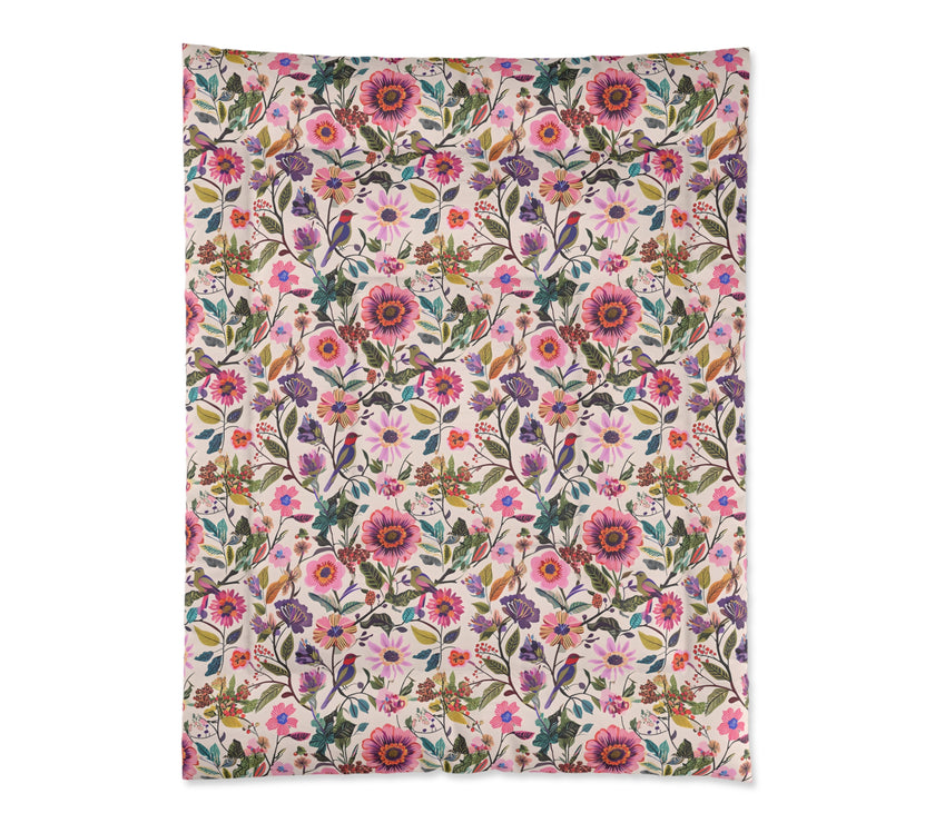 Floral Comforter for Cozy Bedrooms, Boho Home Decor, Floral Bedding, Bedspread, Gift for Her, Spring Bedroom Makeover