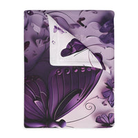 Purple Butterfly Blanket - Ultra Soft Velveteen Microfiber Throw, Reversible Print, Cozy Bedding, Home Decor, Gift for Her, Butterfly Lover,