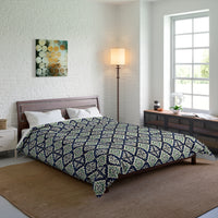 Navy Blue Patterned Comforter, Cozy Bedding for Home Decor, Stylish Bedroom Upgrade, Perfect for Fall and Winter