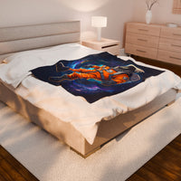 Space Astronaut Velveteen Plush Blanket - Galaxy Nebula Universe Stars, Outer Space Throw, Celestial Bedroom Decor, Gift for Space