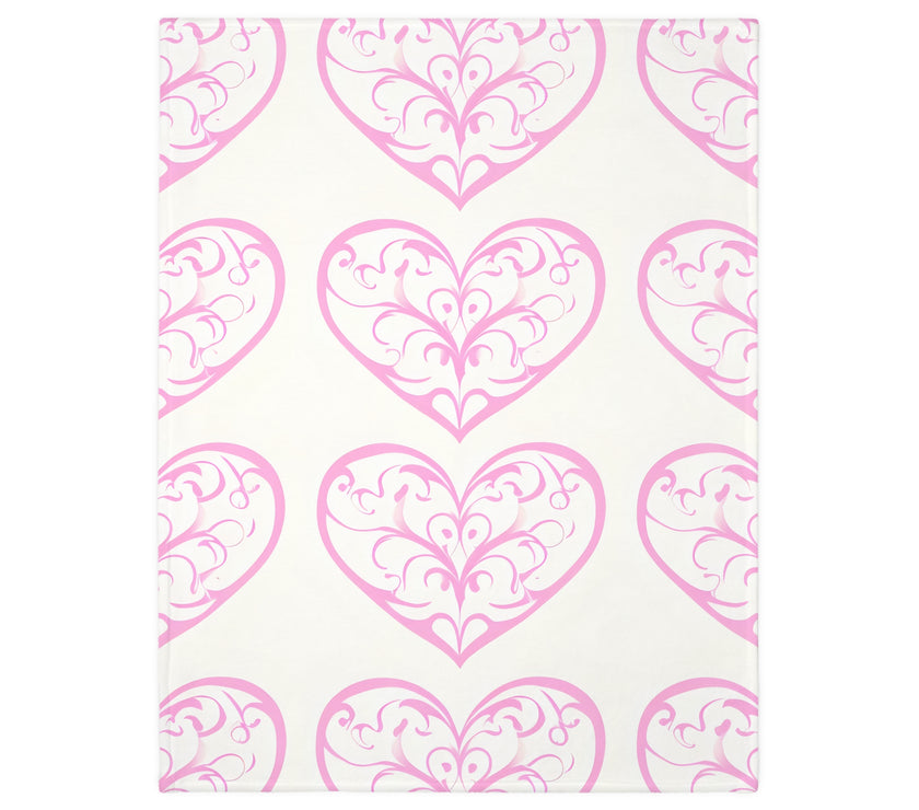 Blanket, soft, cozy, pink heart design, gift for her, home decor, Valentine's Day gift, dorm essential