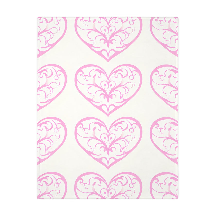 Blanket, soft, cozy, pink heart design, gift for her, home decor, Valentine's Day gift, dorm essential