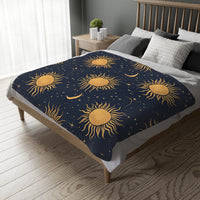 Sun Moon Stars Velveteen Microfiber Blanket (Two-sided print)