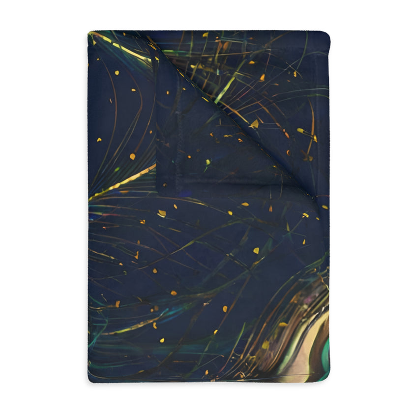Peacock Feather Velveteen Microfiber Blanket (Two-sided print)