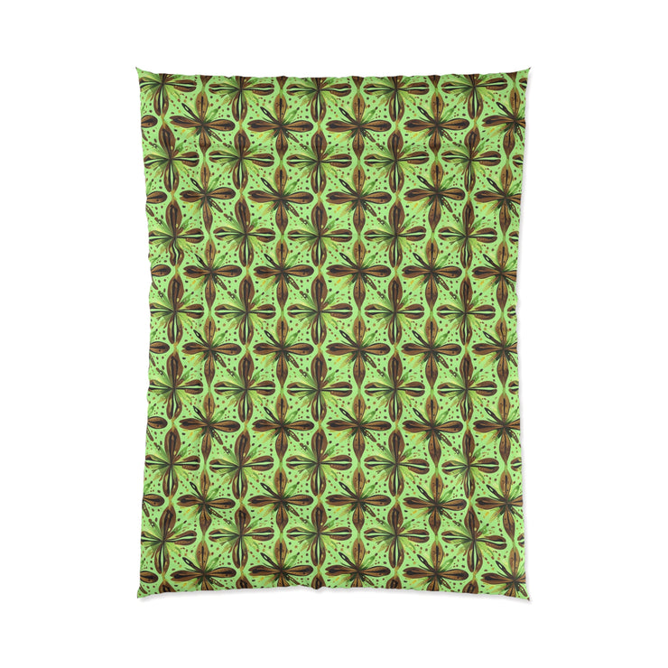 Vibrant Floral Comforter - Boho Bedding, Green Patterned Blanket, Cozy Home Decor, Gift for Nature Lovers, Spring Bedroom