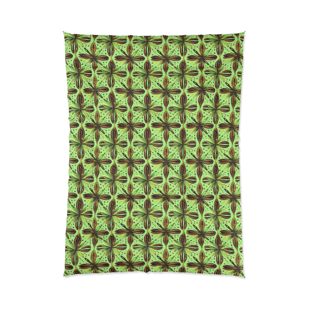 Vibrant Floral Comforter - Boho Bedding, Green Patterned Blanket, Cozy Home Decor, Gift for Nature Lovers, Spring Bedroom