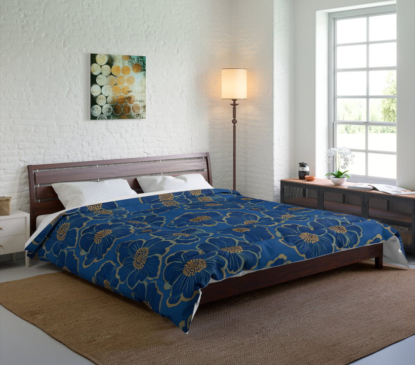 Elegant Floral Comforter - Cozy Home Décor, Boho Bedding, Spring Décor, Gift for Her, Flower Print Comforter
